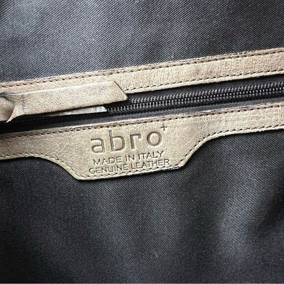 ABRO Hobo Taupe Leather Handbag Made in Italy - Picture 11 of 13